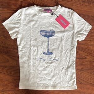 Edikted White Tee with Blue Graphic